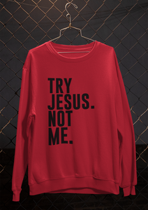 TRY JESUS, NOT ME (MEN'S SWEATSHIRT)