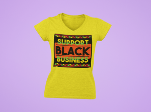 "Lady's" Support Black Business "V-Neck" T-Shirt